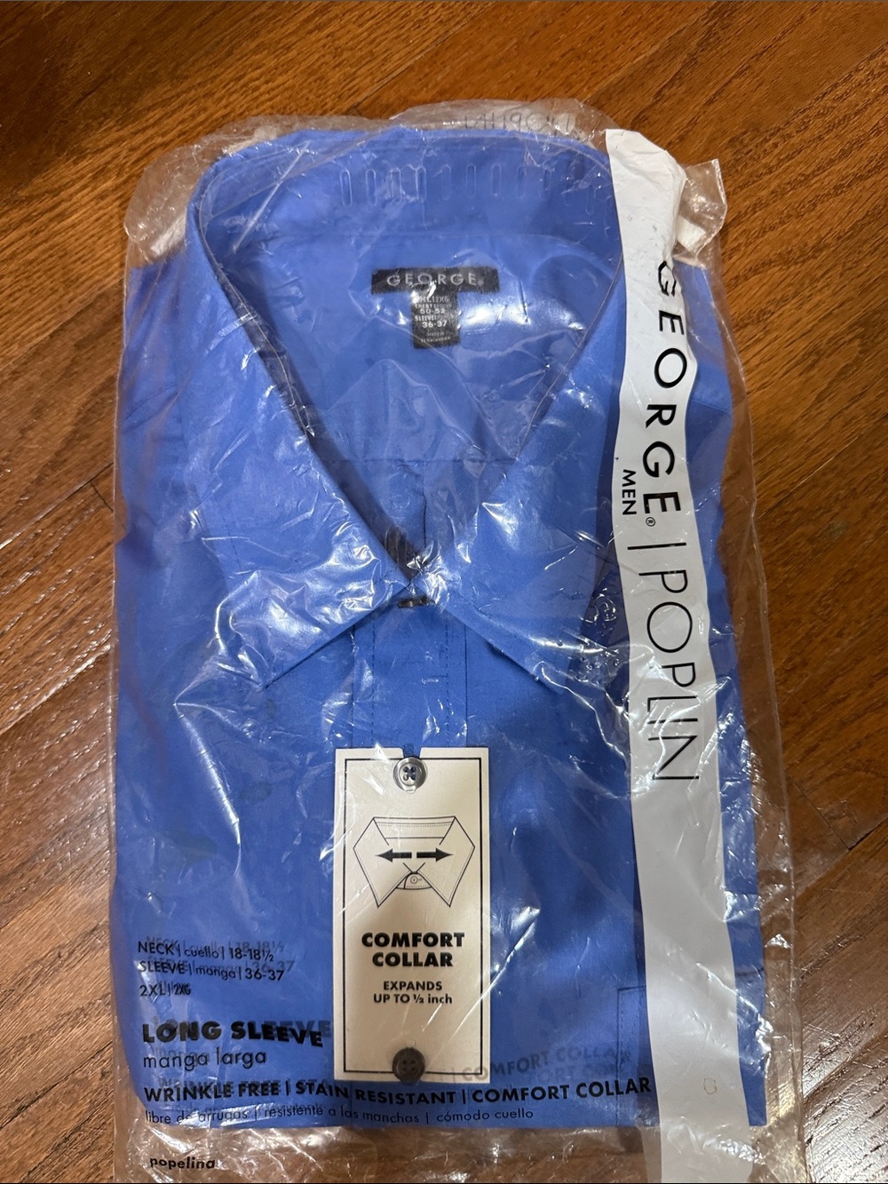 George Men’s Royal Blue Poplin Long Sleeve Dress Shirt - Comfort Collar